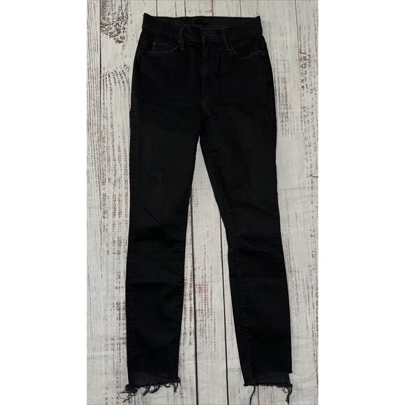 MOTHER Denim - Mother Denim Women’s Stunner Zip Ankle Step Fray Not Guilty Size‎ 24 Black Jeans